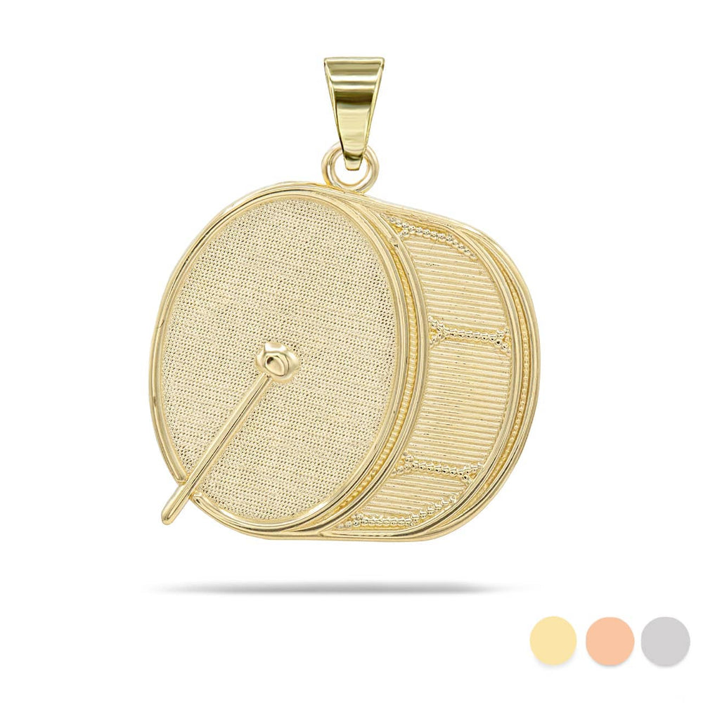 Gold Marching Band Drum Pendant Necklace