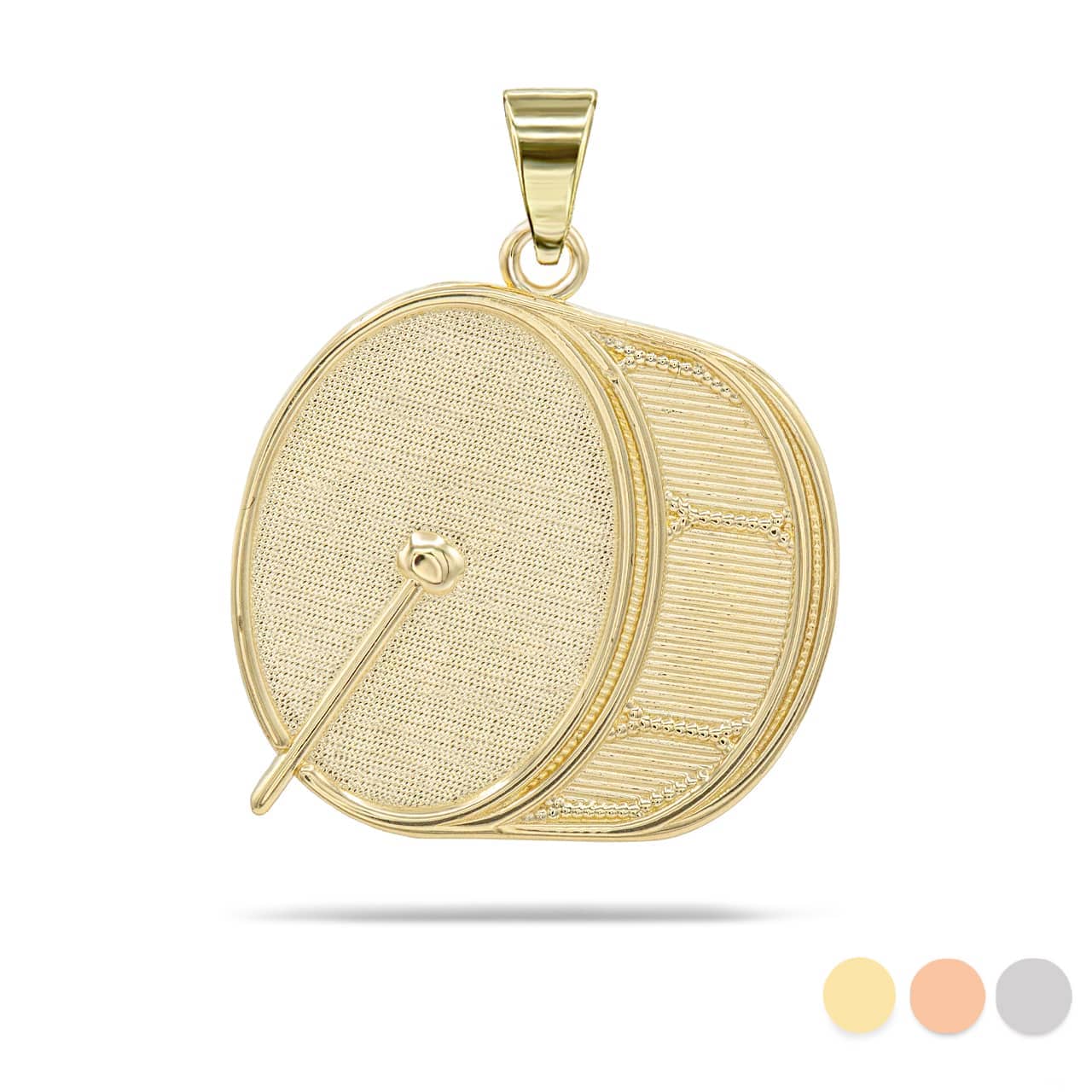 Gold Marching Band Drum Pendant Necklace
