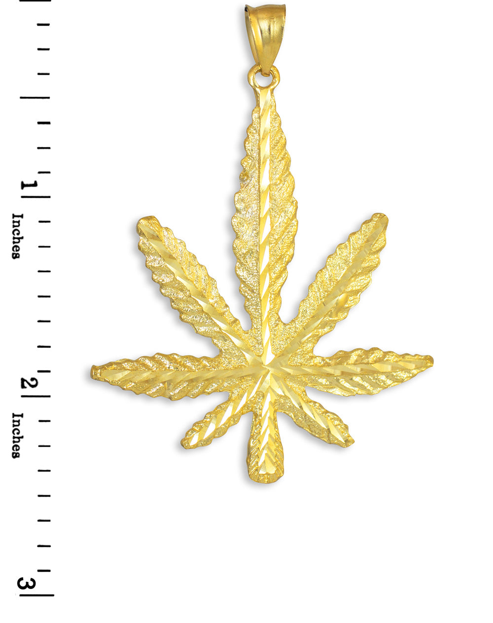 Gold Marijuana Leaf Cannabis Pendant, view 3