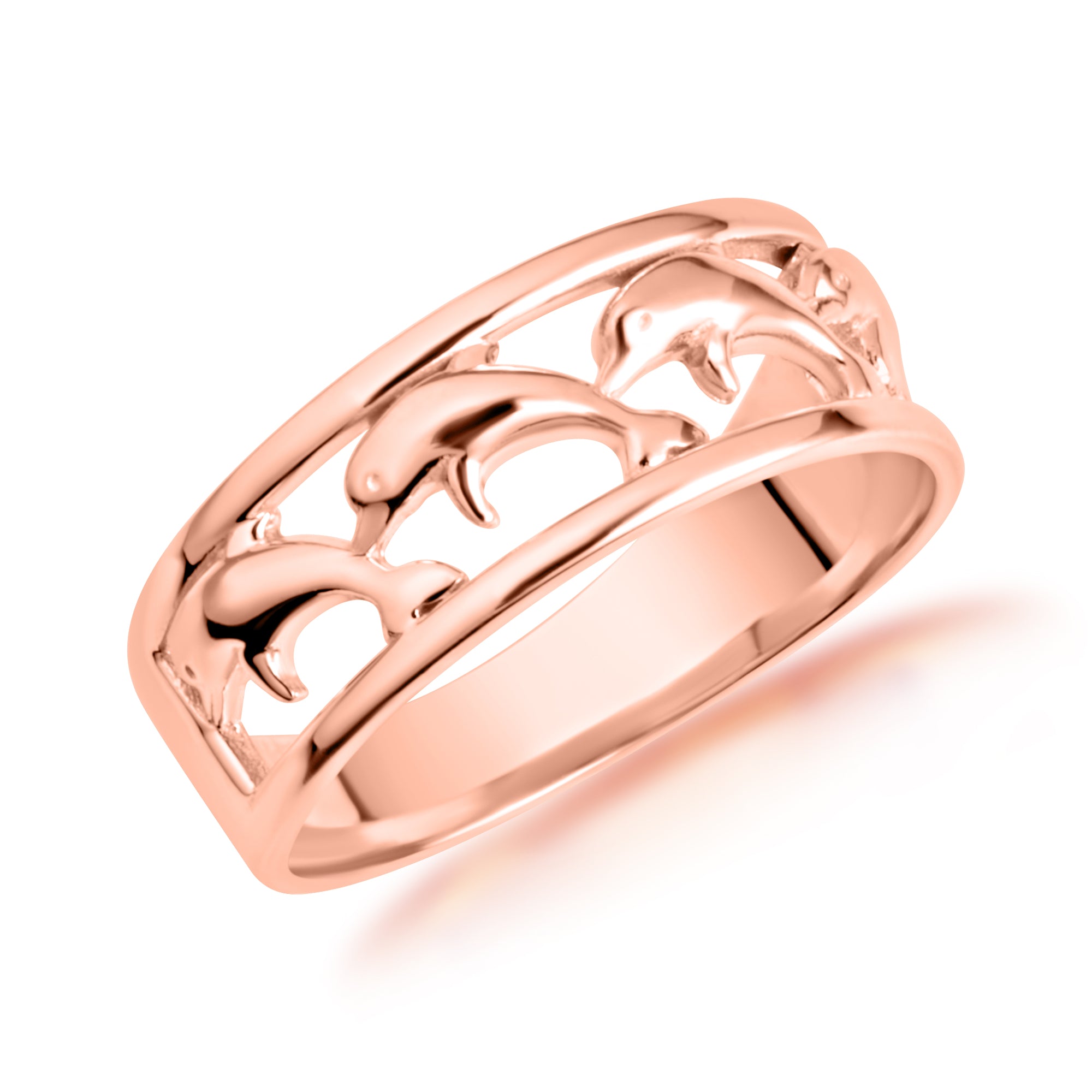 Gold Marine Dolphins Band Ring, view 4