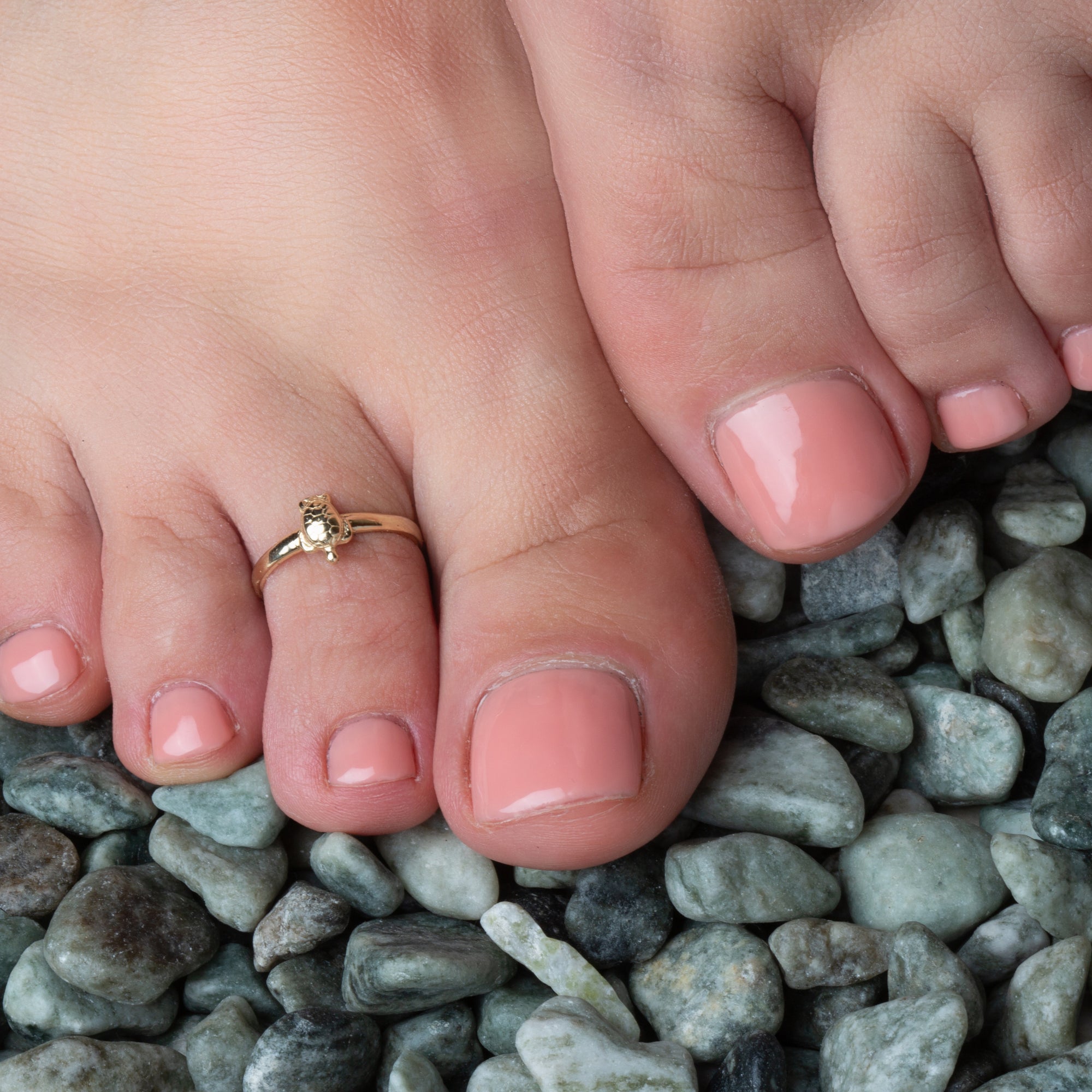 Gold Marine Sea Turtle Toe Ring, view 2