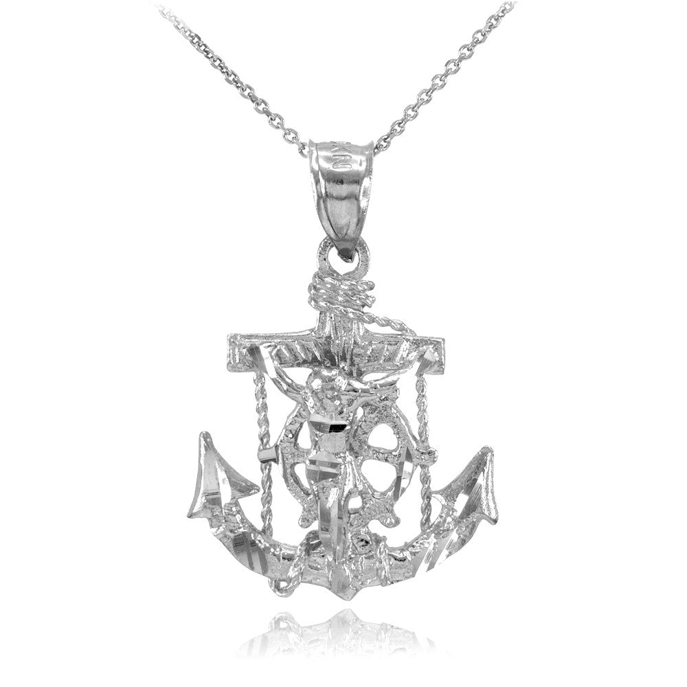 Gold Mariner Crucifix Anchor Cross Pendant Necklace, view 3