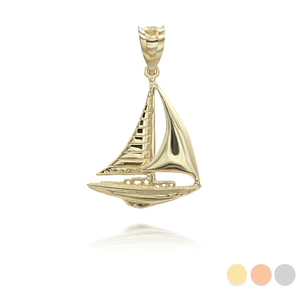 Gold Maritime Sail Boat Nautical Pendant Necklace