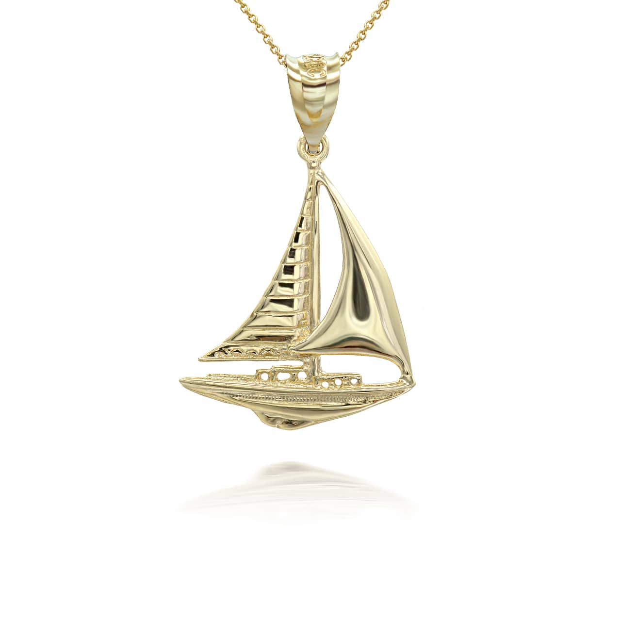 Gold Maritime Sail Boat Nautical Pendant Necklace, view 4