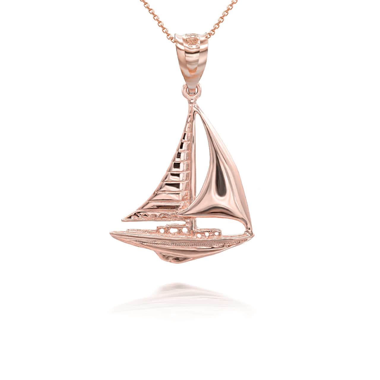 Gold Maritime Sail Boat Nautical Pendant Necklace, view 8