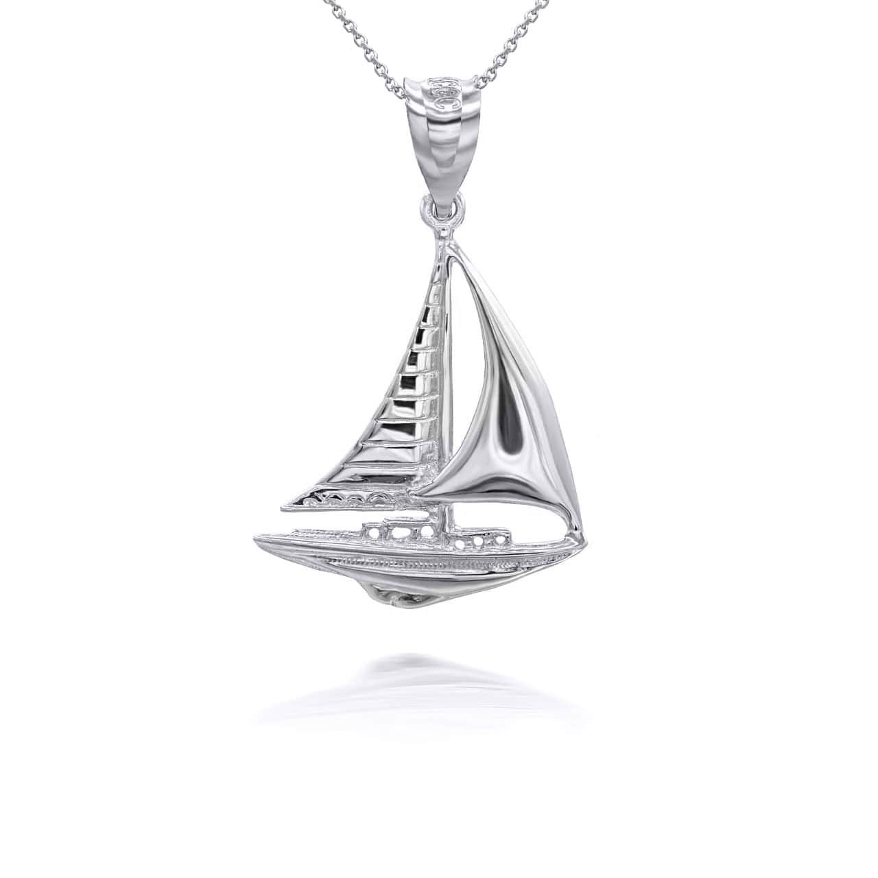 Gold Maritime Sail Boat Nautical Pendant Necklace, view 9