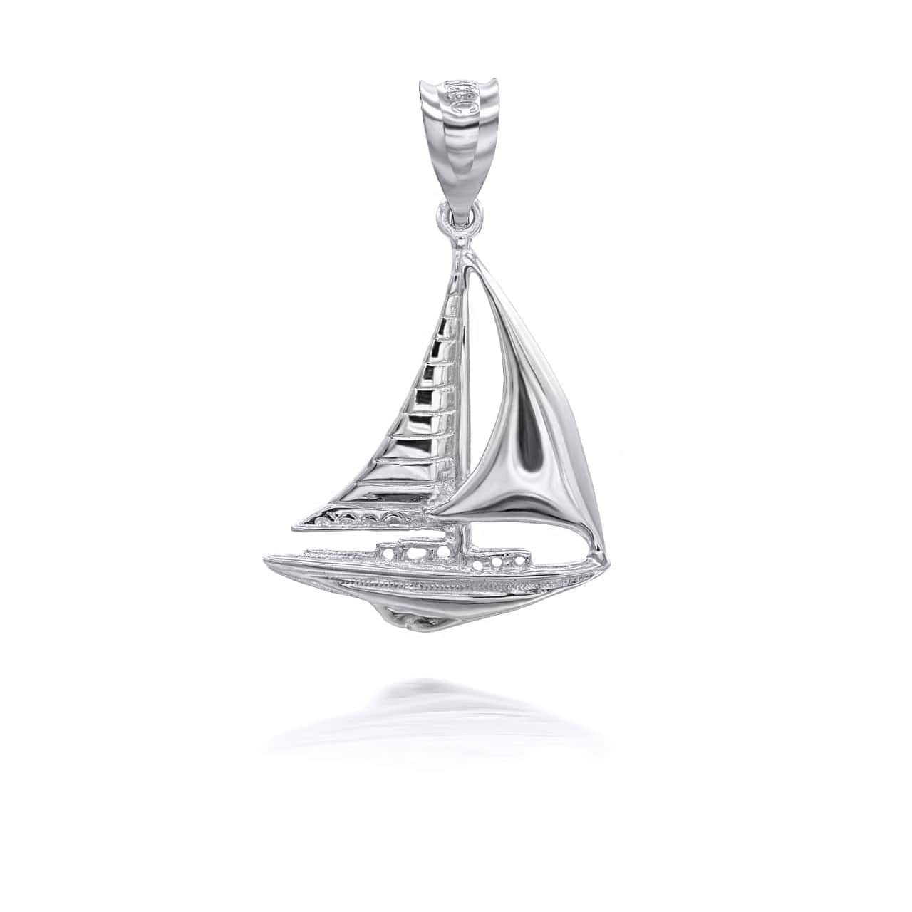 Gold Maritime Sail Boat Nautical Pendant Necklace, view 10