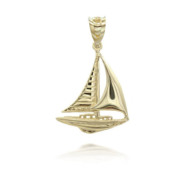 Gold Maritime Sail Boat Nautical Pendant Necklace, view 11