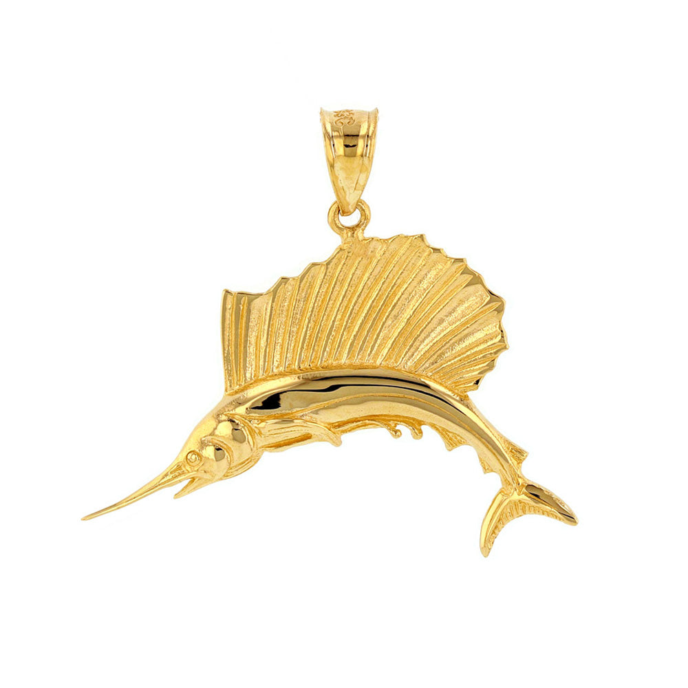 Gold Marlin Swordfish Pendant Necklace, view 2