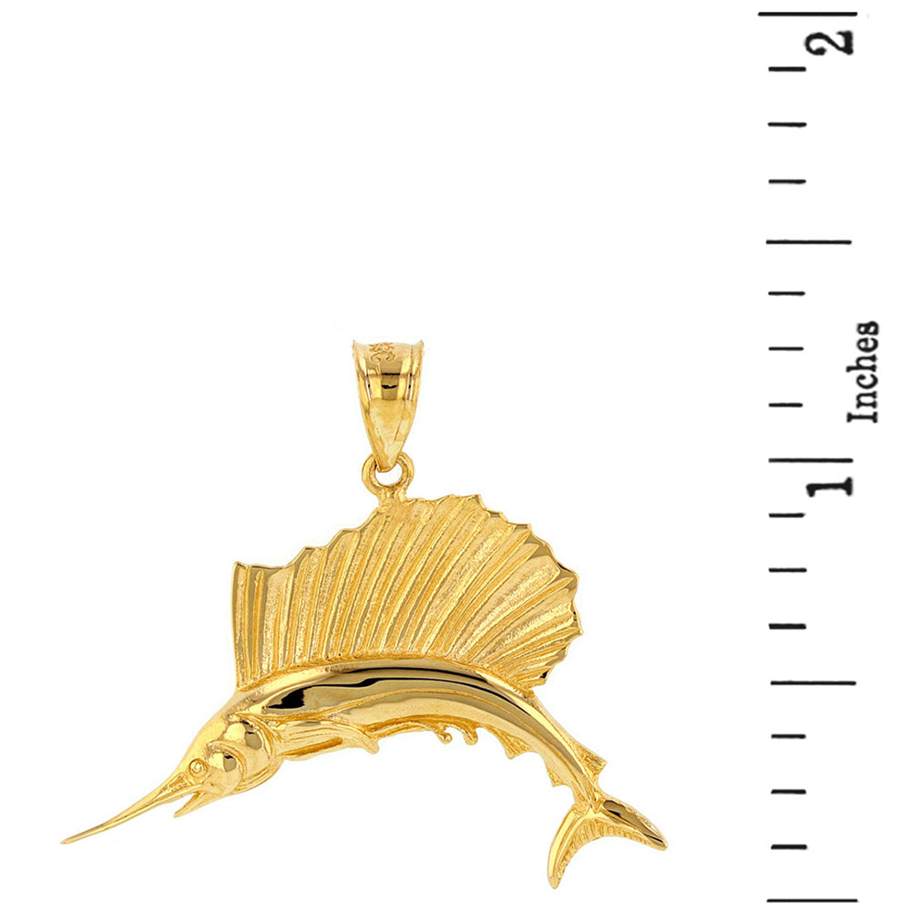 Gold Marlin Swordfish Pendant Necklace, view 3