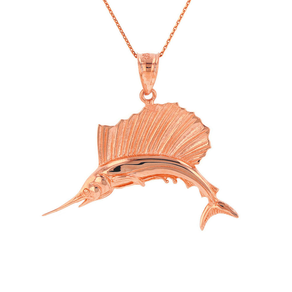 Gold Marlin Swordfish Pendant Necklace, view 4