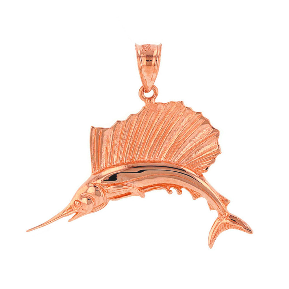 Gold Marlin Swordfish Pendant Necklace, view 5