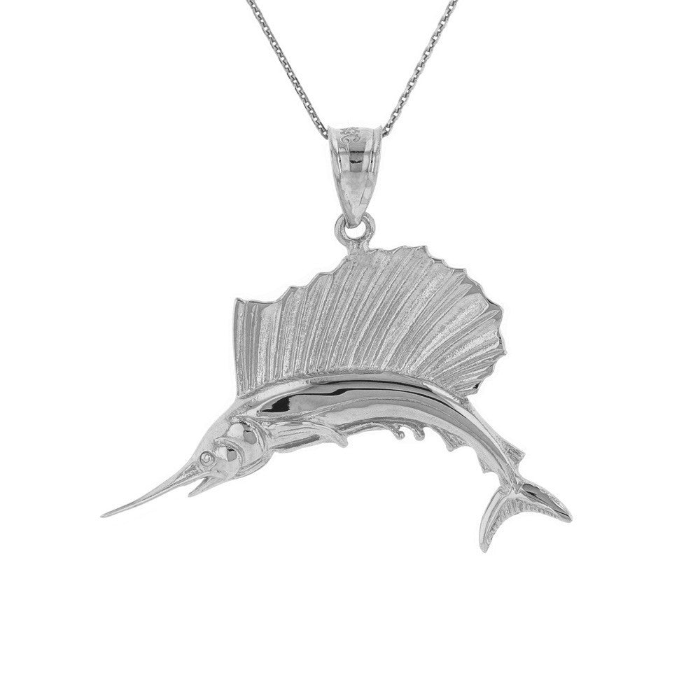 Gold Marlin Swordfish Pendant Necklace, view 6
