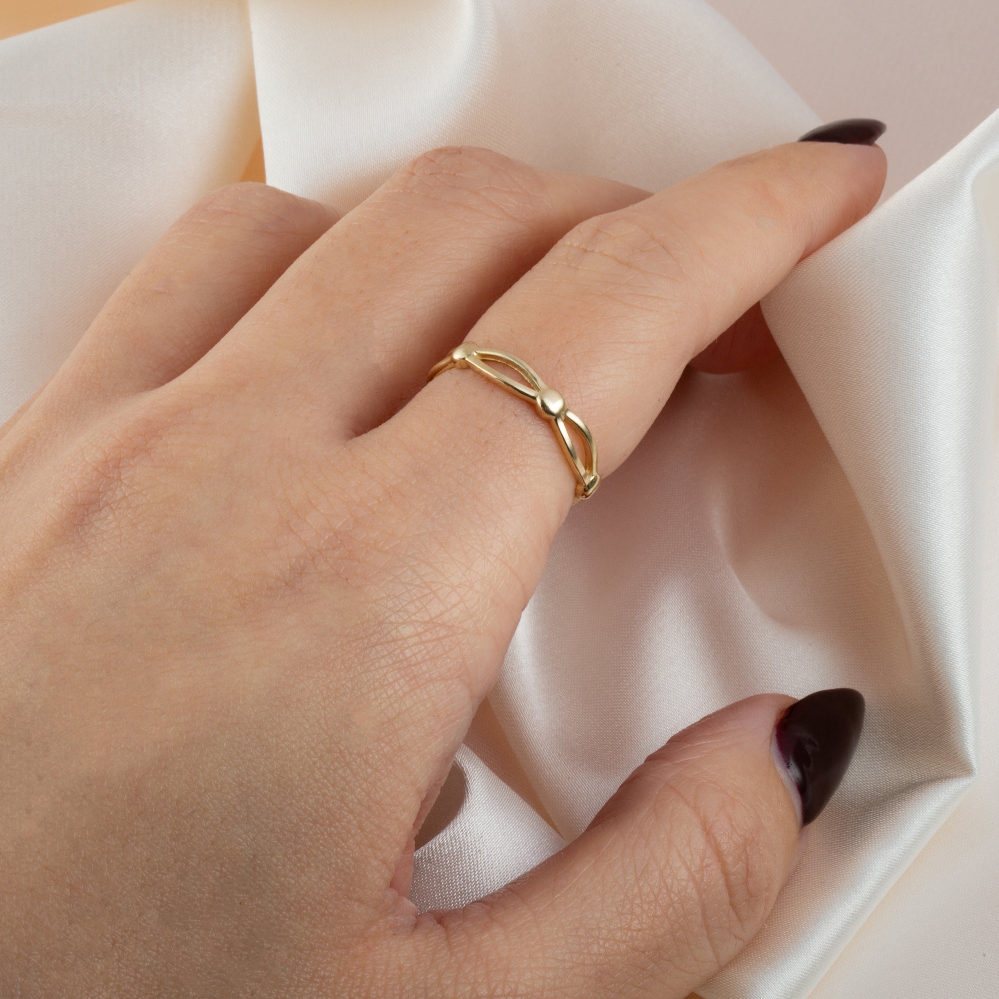 Gold Marquise and Round Eternity Band Ring, view 2