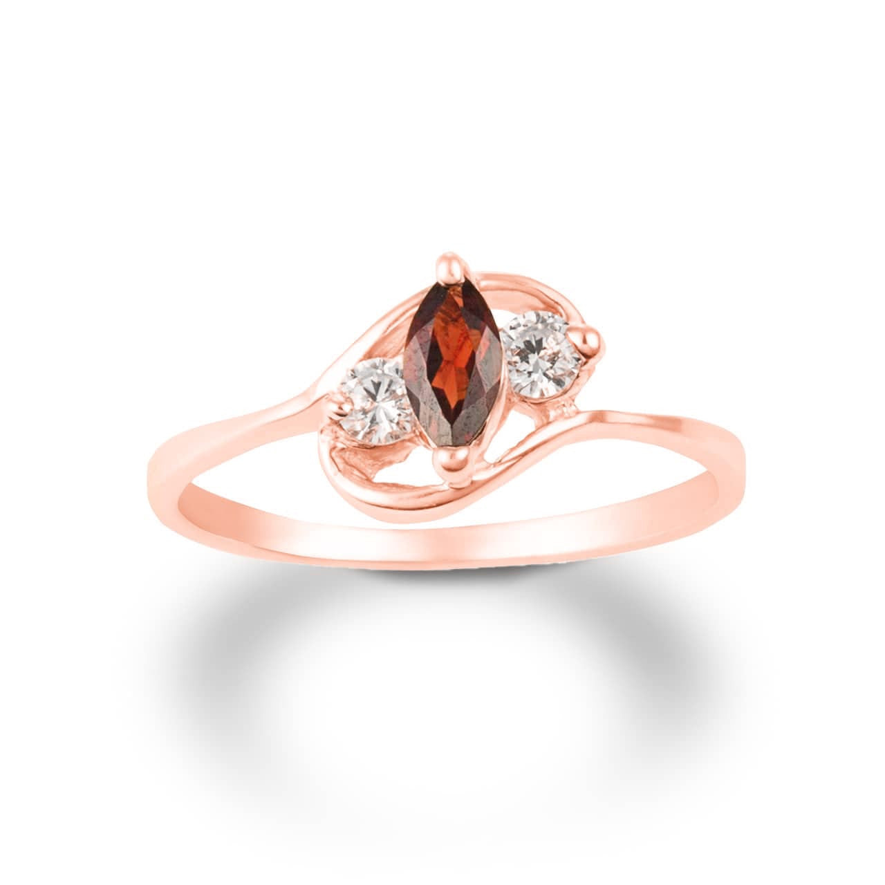 Gold Marquise Cut Genuine Garnet Art Deco Ring, view 4