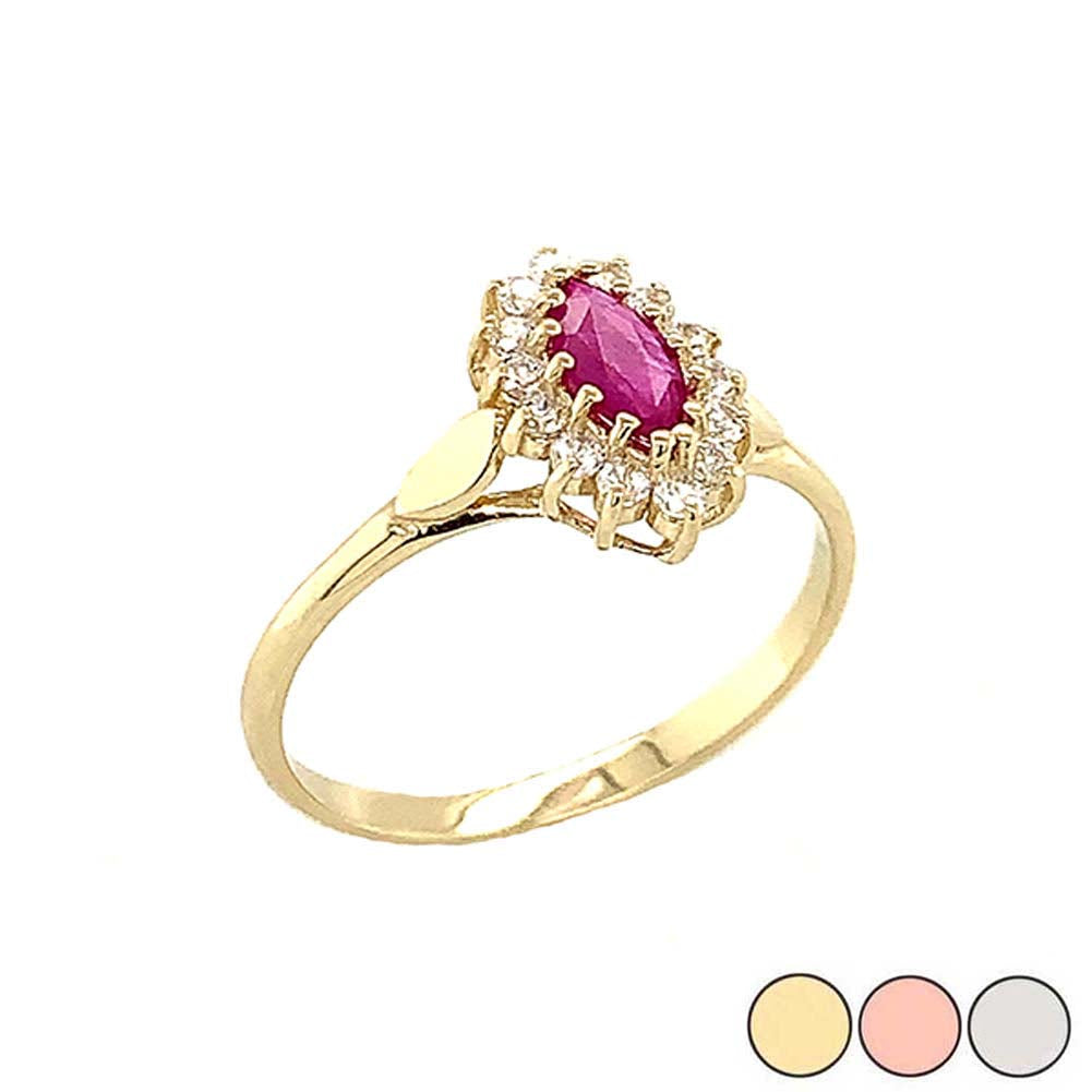 Gold Marquise Cut Genuine Ruby Gemstone Halo Engagement Ring