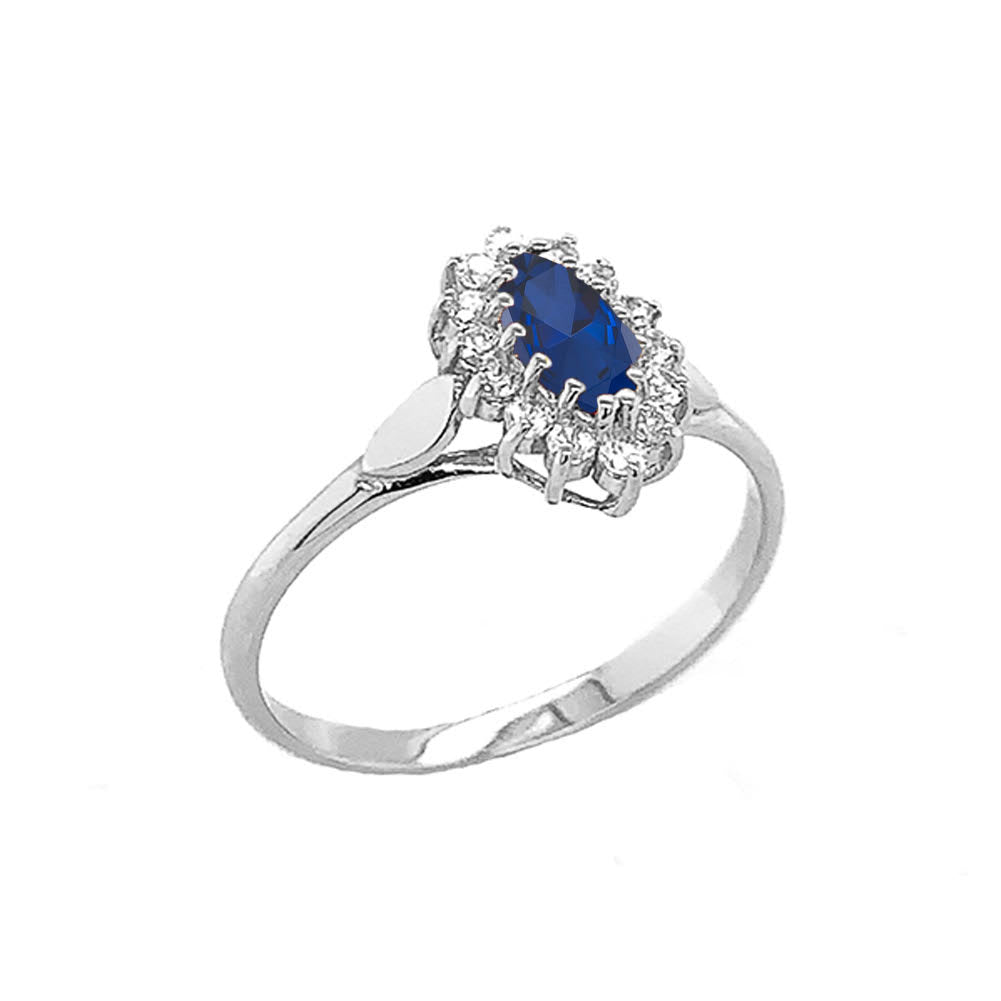 Gold Marquise Cut Genuine Sapphire Gemstone Halo Engagement Ring, view 3
