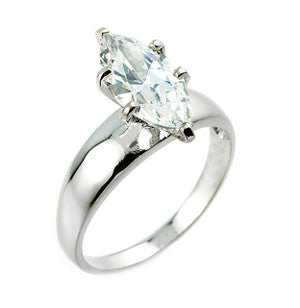 Gold Marquise CZ Solitaire Engagement Ring, view 3