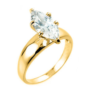 Gold Marquise CZ Solitaire Engagement Ring, view 4