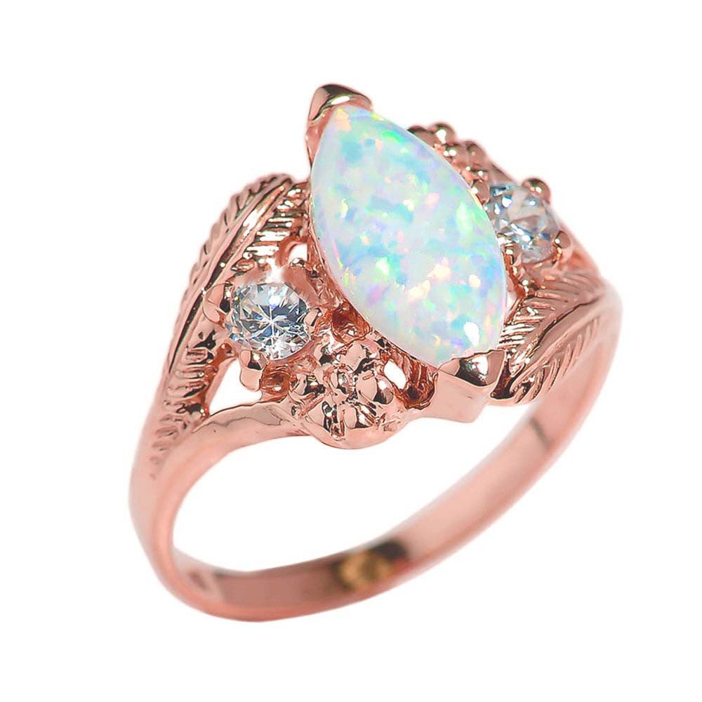 Gold Marquise Opal Gemstone Ring, view 2