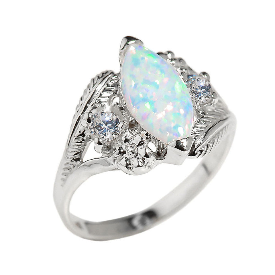 Gold Marquise Opal Gemstone Ring, view 3