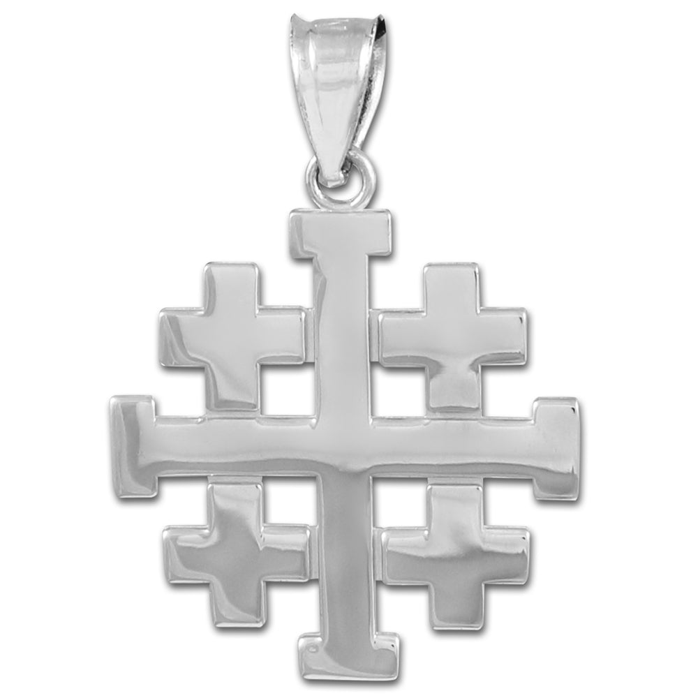 Gold Matte Jerusalem "Crusaders" Cross Pendant Necklace, view 7