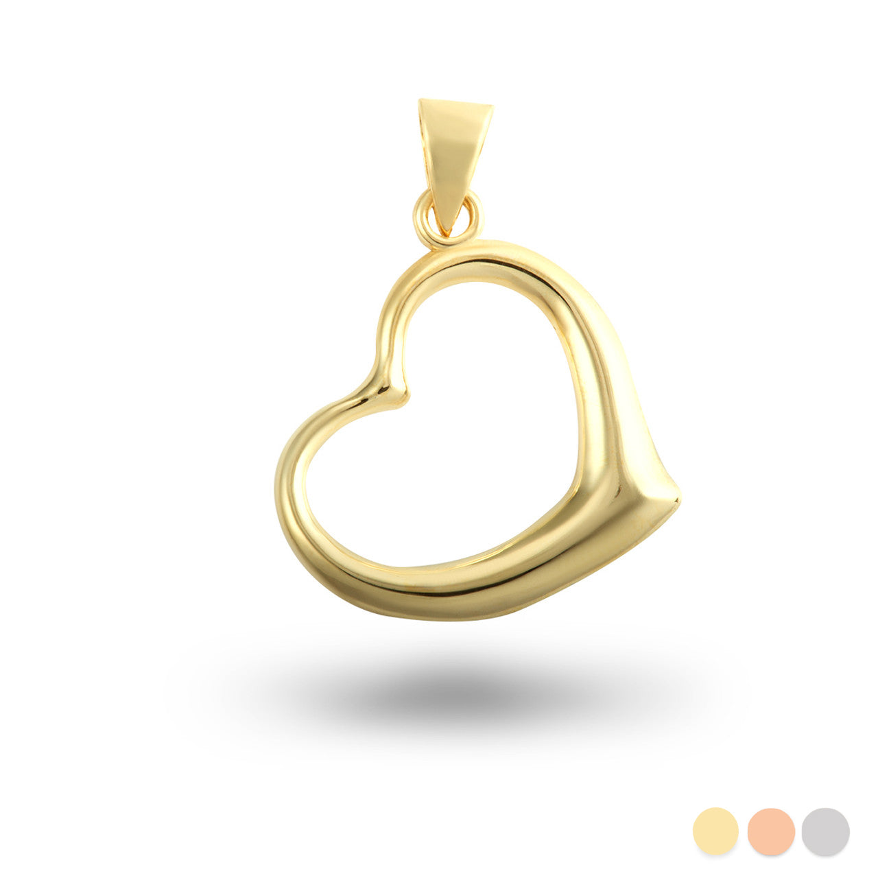 Gold Medium Curved Heart Pendant Necklace