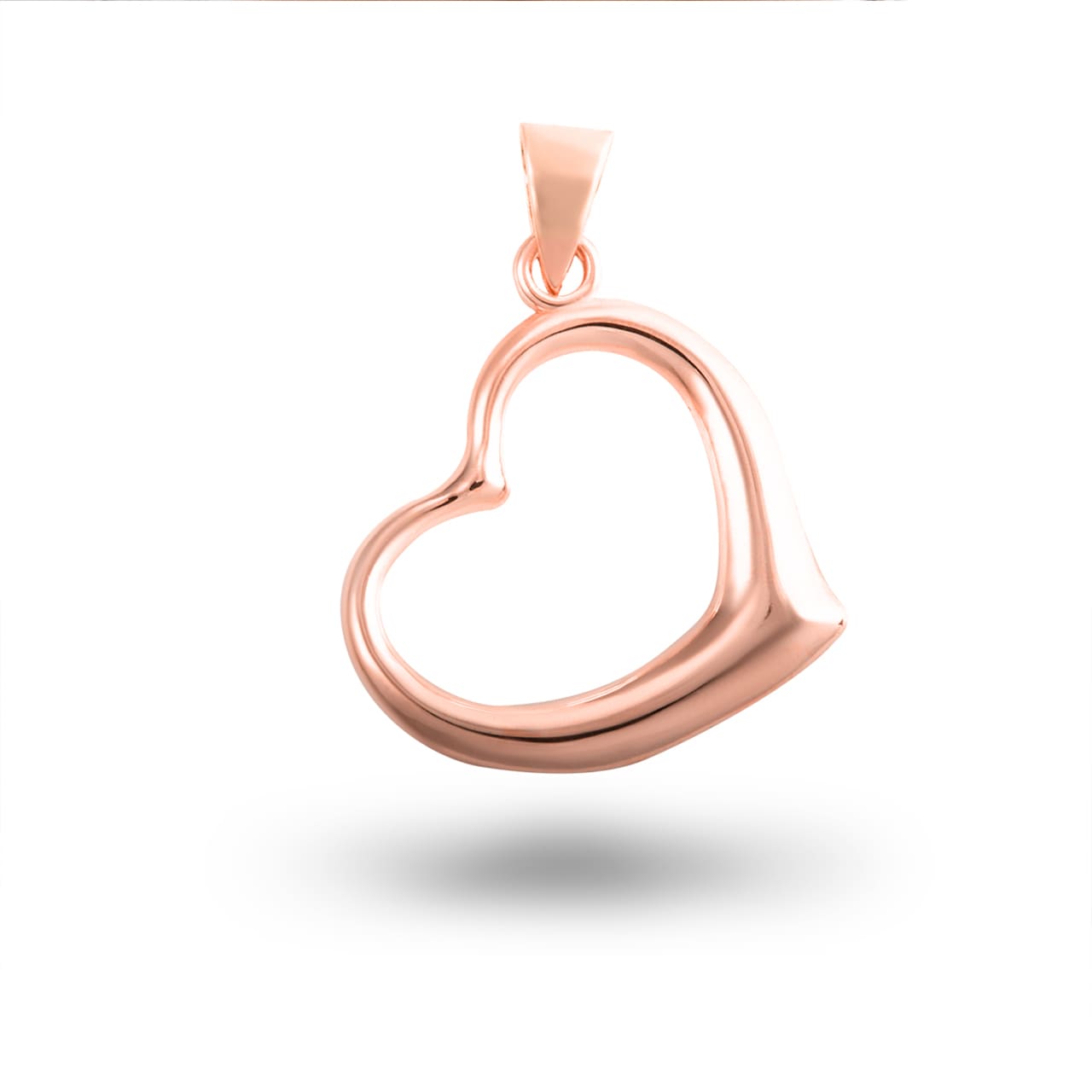 Gold Medium Curved Heart Pendant Necklace, view 2