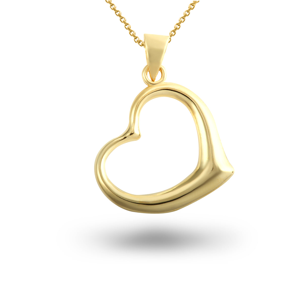 Gold Medium Curved Heart Pendant Necklace, view 6