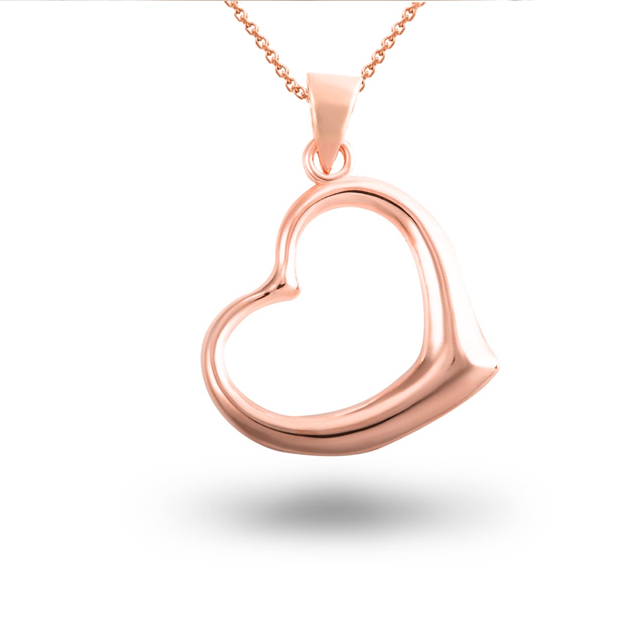 Gold Medium Curved Heart Pendant Necklace, view 7