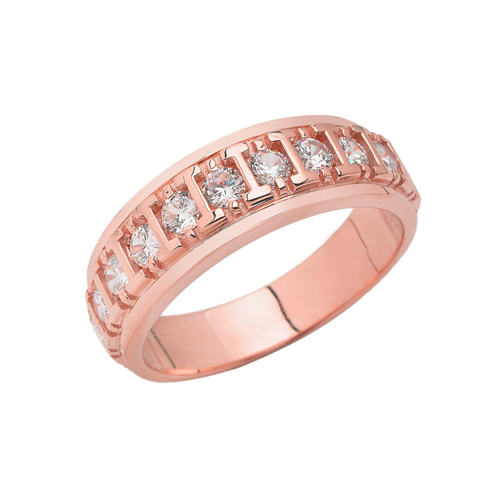 Gold Men's Bar Set Cubic Zirconia Wedding Band Ring, view 2