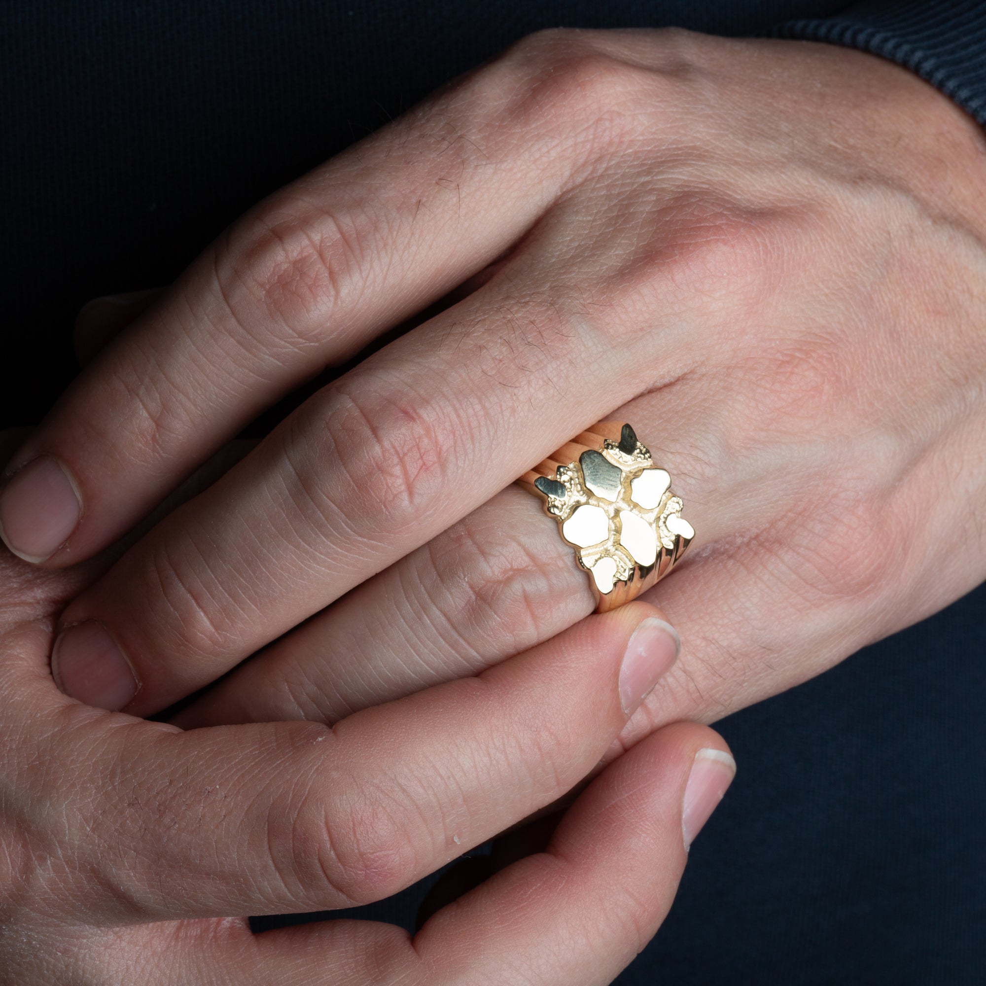 Gold Men's Bold and Beautiful Prism Nugget Ring, view 2