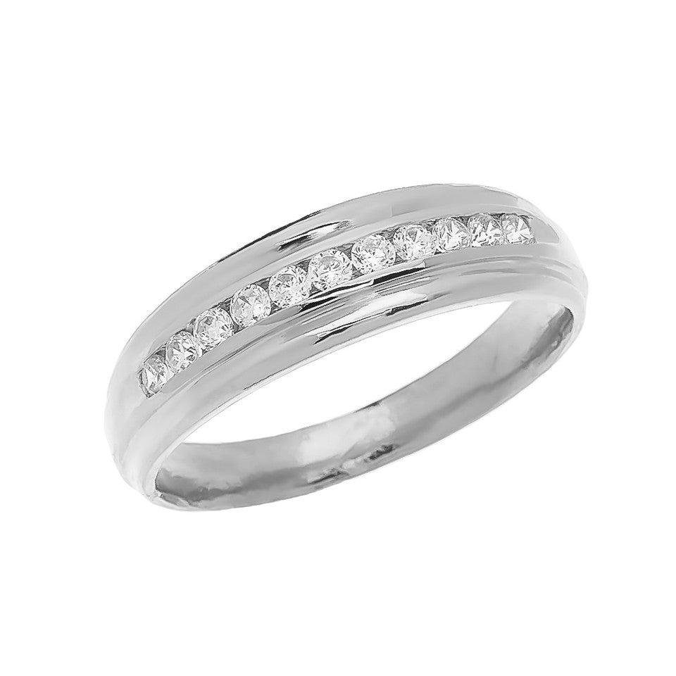 Gold Men's Channel Set Diamond Wedding Band Ring, view 2