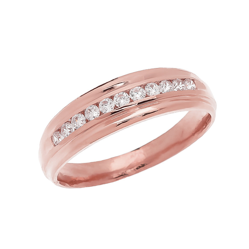Gold Men's Channel Set Diamond Wedding Band Ring, view 3