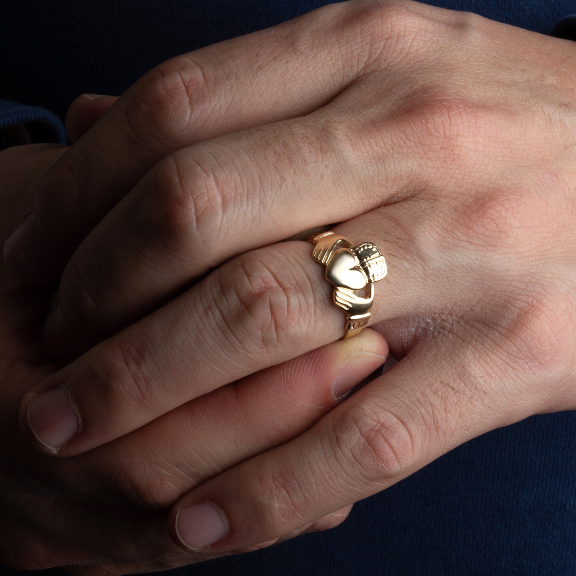 Gold Men's Classic Claddagh Ring, view 2
