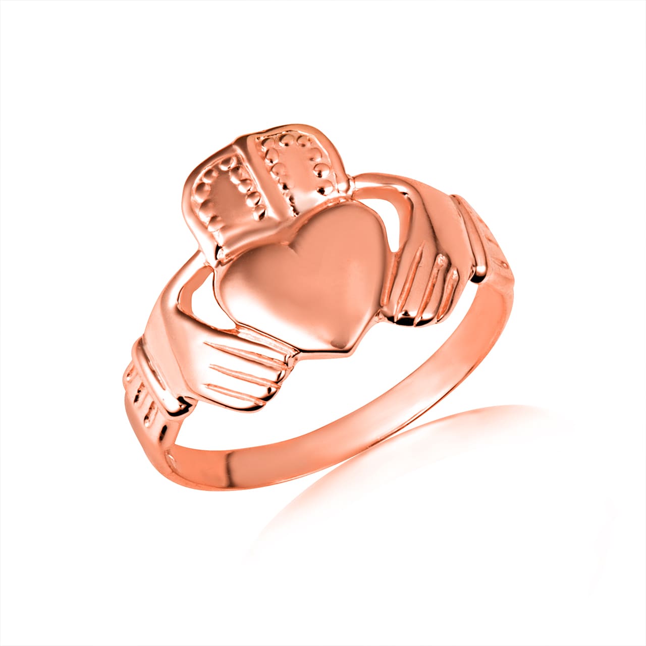 Gold Men's Classic Claddagh Ring, view 4