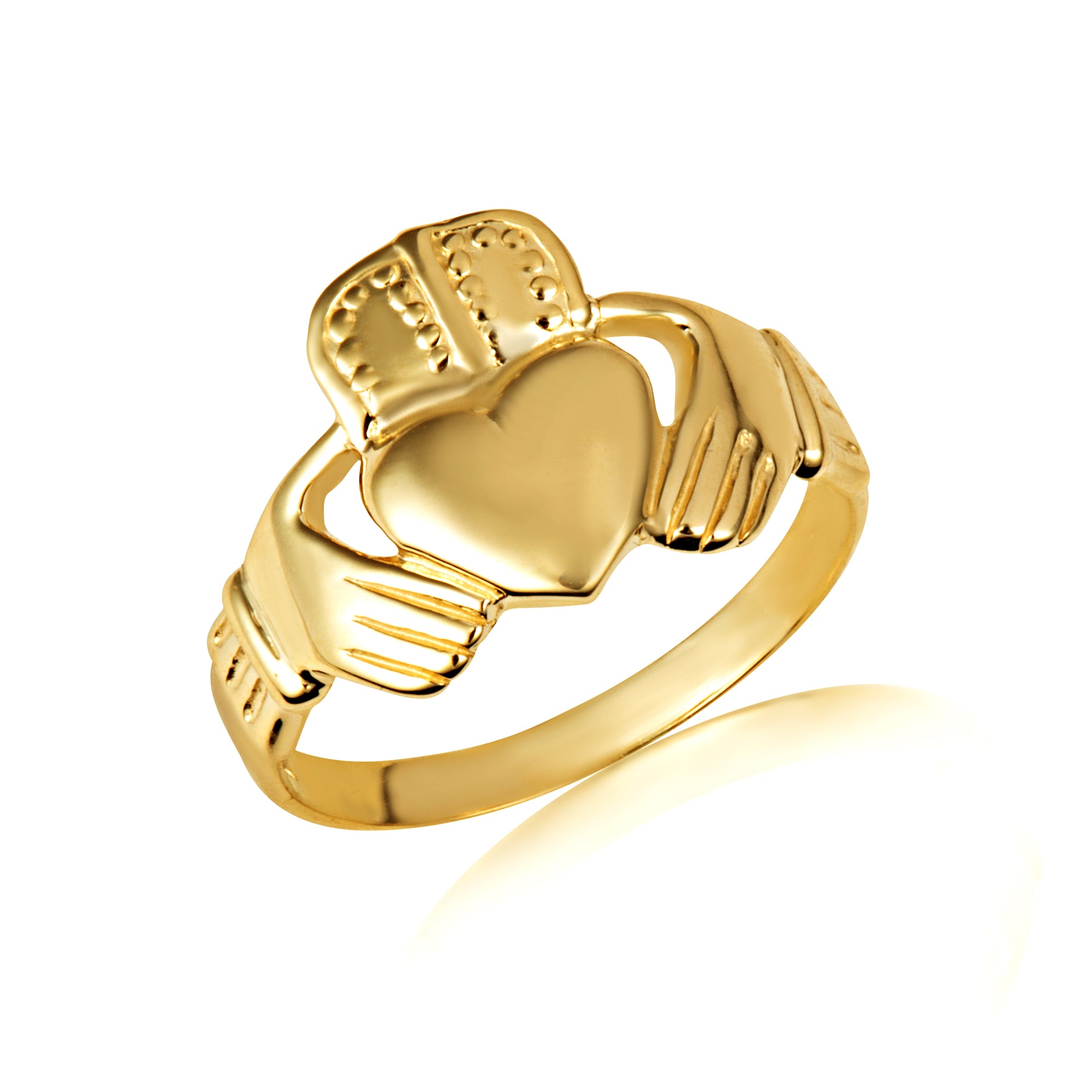 Gold Men's Classic Claddagh Ring, view 5