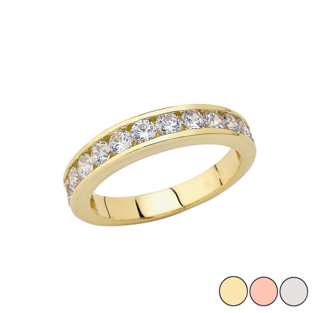 Gold Men's Cubic Zirconia Wedding Band Ring