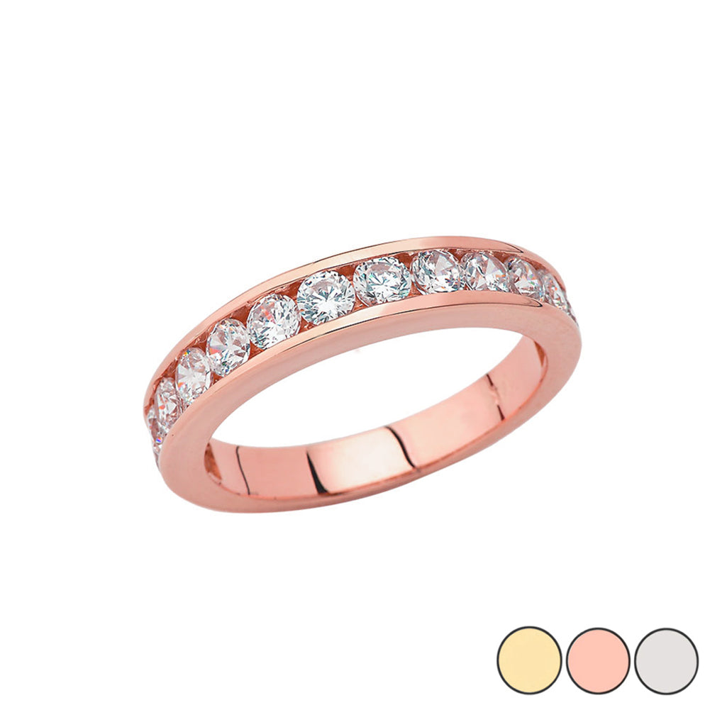 Gold Men's Cubic Zirconia Wedding Band Ring, view 2