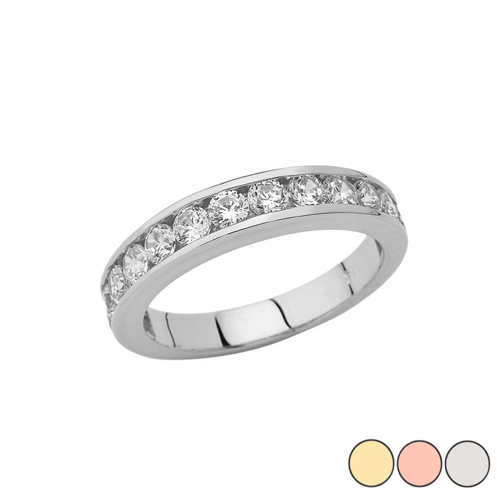 Gold Men's Cubic Zirconia Wedding Band Ring, view 3
