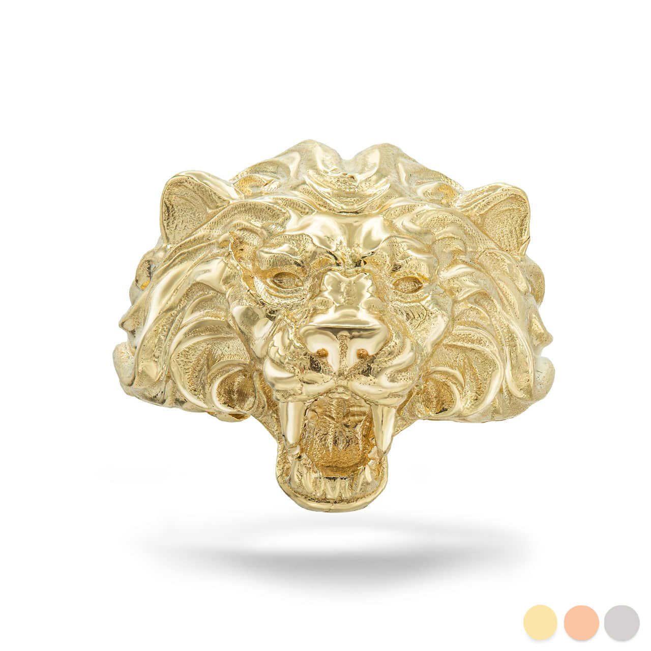 Gold Men's Roaring Lion Band Ring