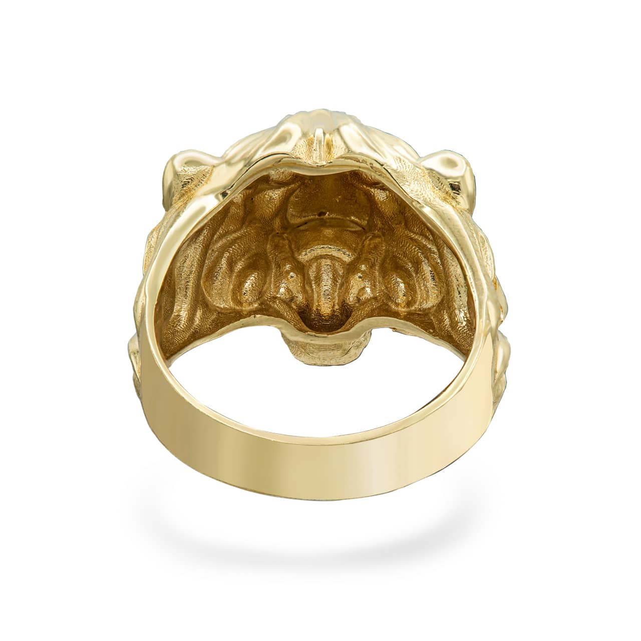 Gold Men's Roaring Lion Band Ring, view 3