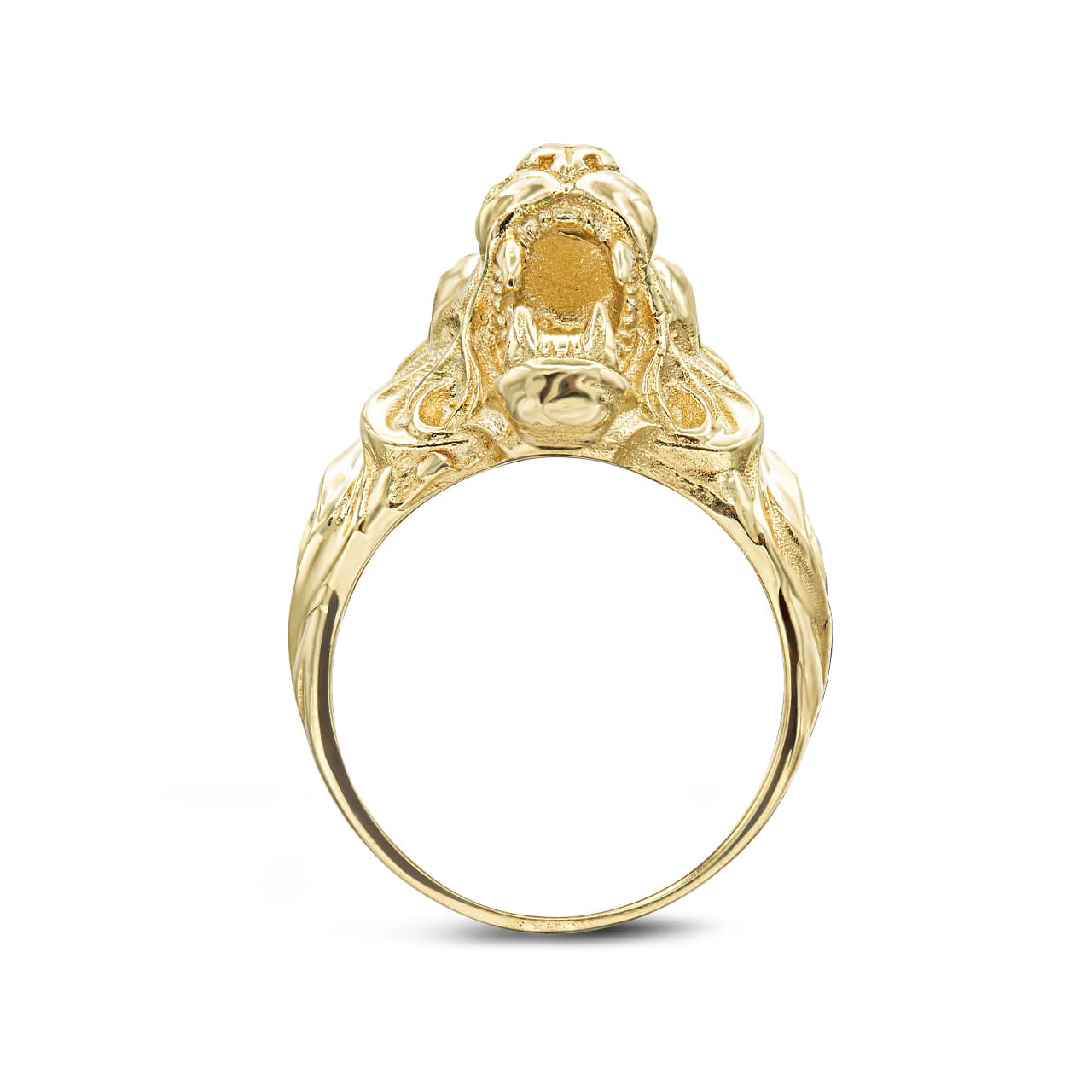 Gold Men's Roaring Lion Band Ring, view 5
