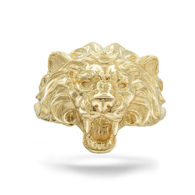Gold Men's Roaring Lion Band Ring, view 9