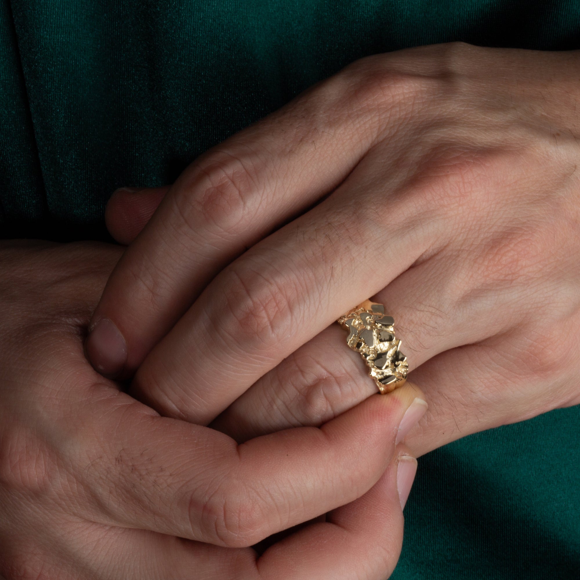 Gold Men's Solid Nugget Ring, view 2
