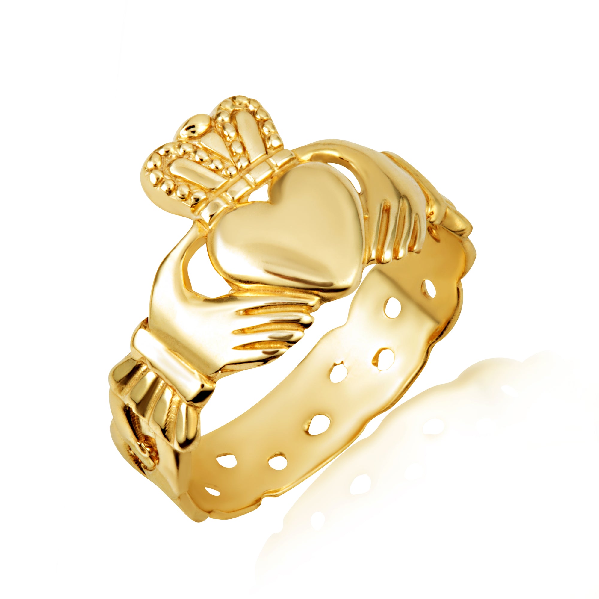 Gold Men's Symbol of Love Irish Claddagh Trinity Ring, view 5