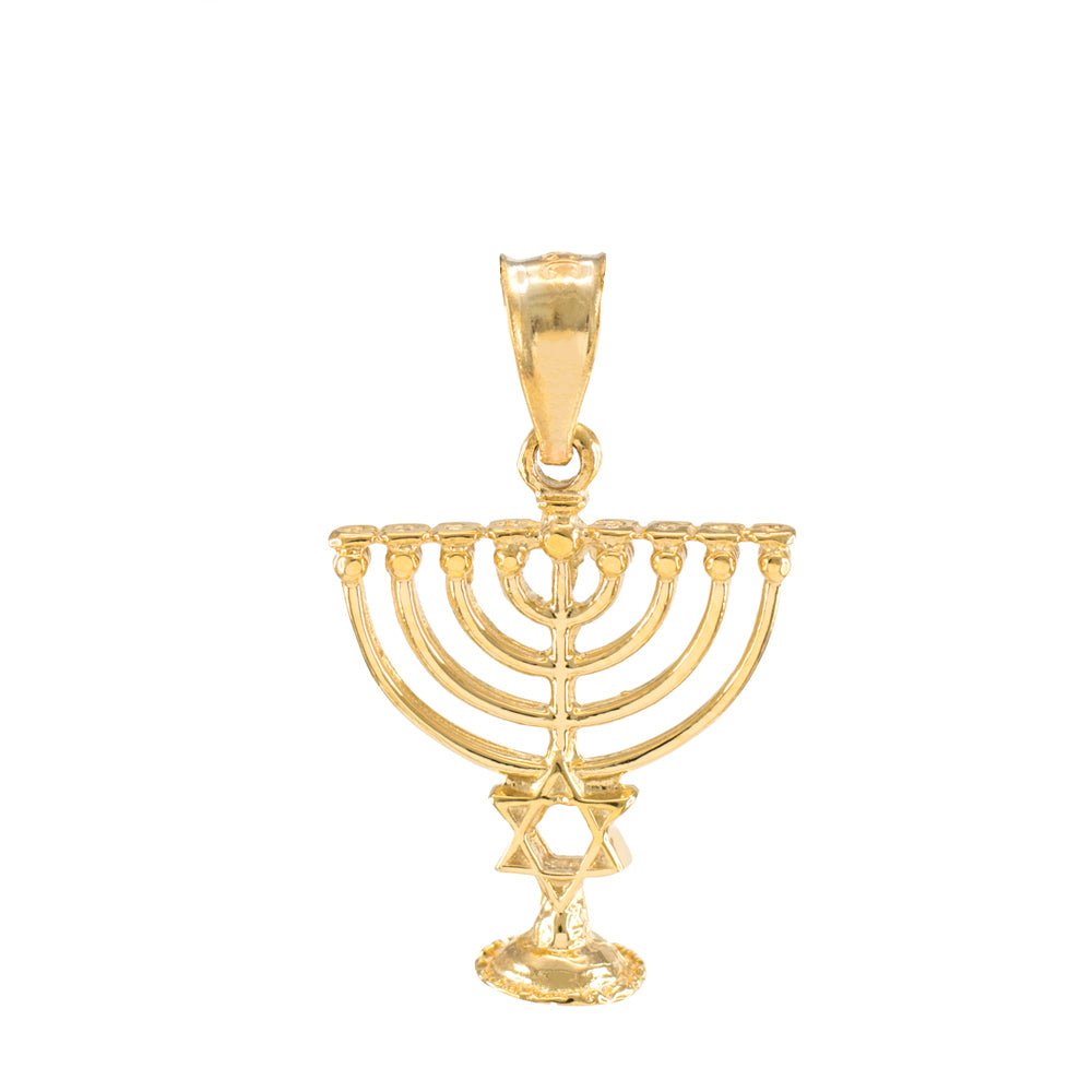 Gold Menorah Pendant with Star of David, view 2