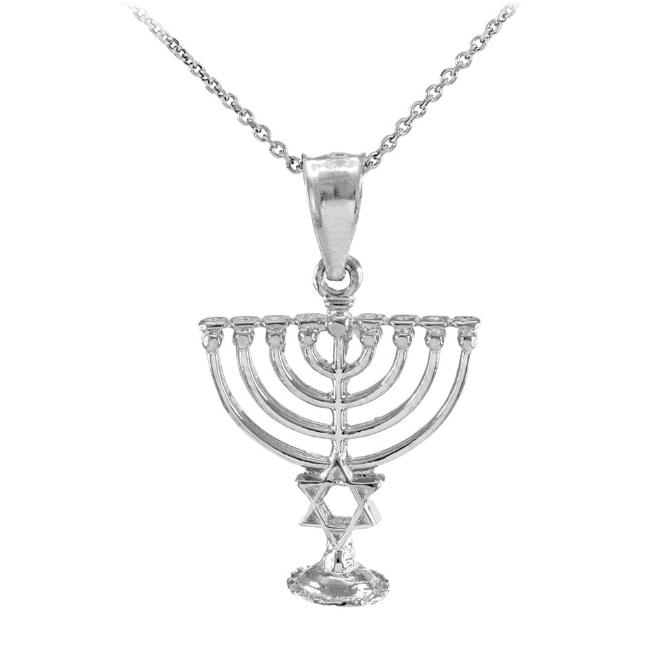 Gold Menorah Pendant with Star of David, view 3