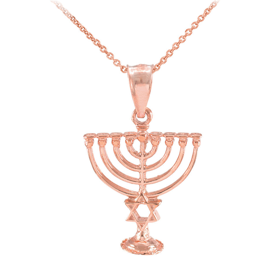 Gold Menorah Pendant with Star of David, view 4