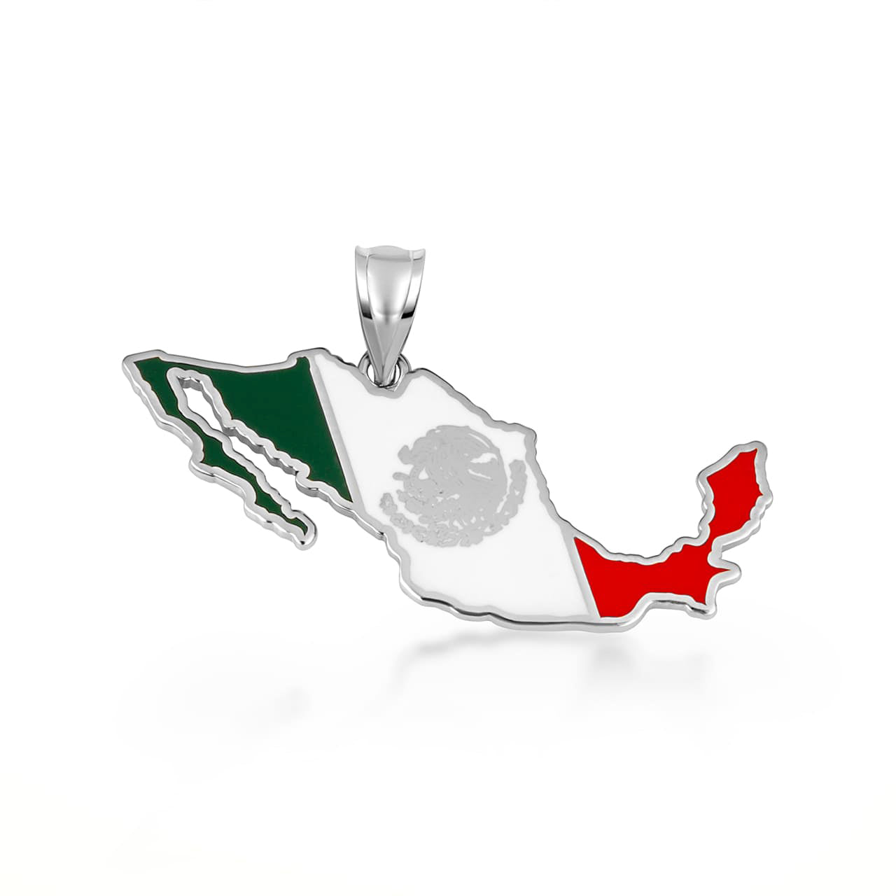Gold Mexico Map Flag Enamel Pendant Necklace, view 6